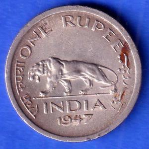 George VI King Emperor 1947 One Rupee Coin SK1009