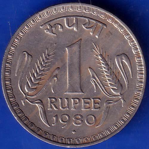 Republic India 1980 Bombay Mint One Rupee Coin ANH659