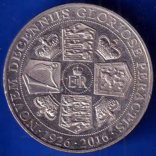 ELIZABETH II DEI-GRA REGINA. GIBRALTAR ONE CROWN NOVEM DECENNIIS GLORIOSE PERACTIS 1926-2016 ANH1509