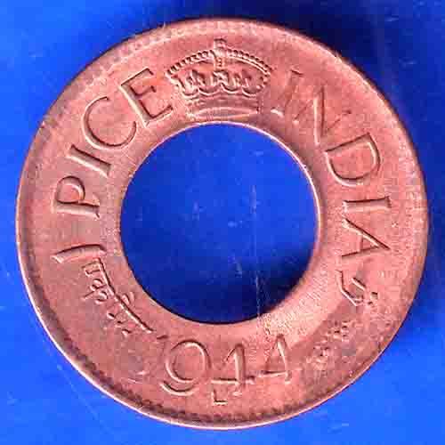 British India 1944 George VI King LAHORE MINT 1 Pice Copper Coin ANH2907