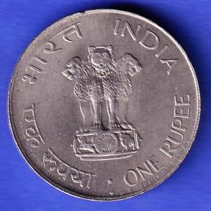 Republic India 1869 1948 Mahatma Gandhi One Rupee BOMBAY MINT Coin HSK759
