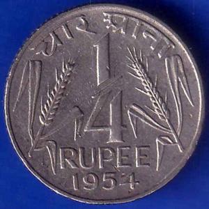 Government Of India 1954 Quarter Rupee Coin ANH1191
