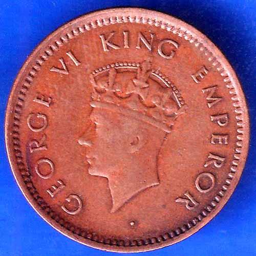 British India 1939 Bombay Mint  George VI King Emperor Half Pice Coin ANH2209