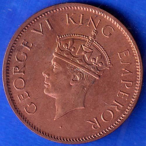 British India 1942 George VI King Emperor One Quarter Anna Copper Coin ANH259
