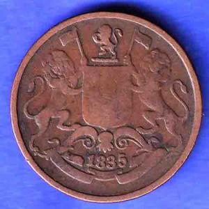 East India Company 1835 One Quarter Anna Copper Coin HSK557