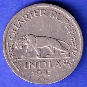 George VI King Emperor 1947 Bombay Mint One Rupee Coin HSK959