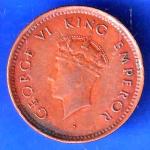 British India 1939 Bombay Mint George VI King Emperor Half Pice Coin  ANH2908