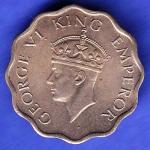 British India 1941 George VI Bombay Mint King One Anna CoiN HSK663