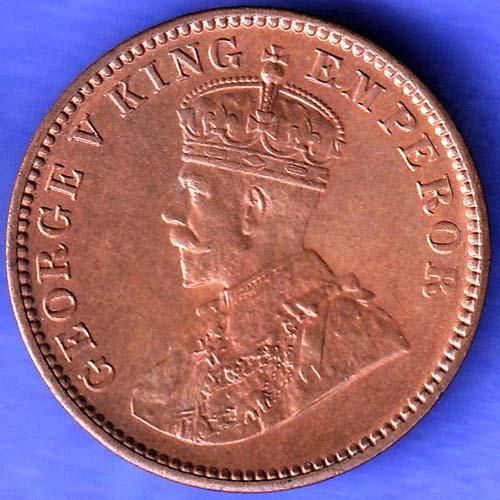 BRITISH INDIA 1936 GORGE V KING ONE QUARTER ANNA COPPER COIN SK166