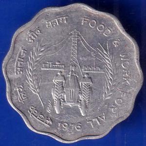 Republic India 1976 Food And Work For All 10 Paise Coin ANH894