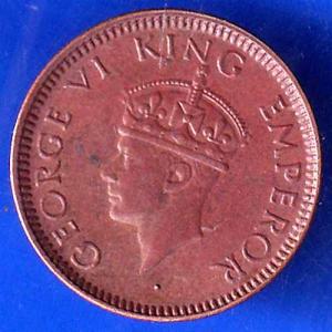 BRITISH INDIA 1939 BOMBAY MINT  GORGE VI KING 1/12 ANNA COPPER COIN ANH1959