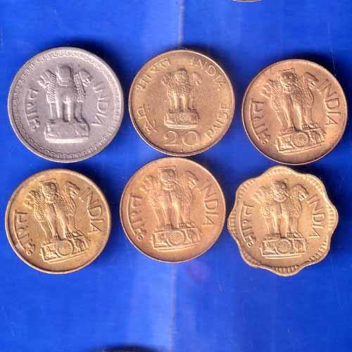 SET OF 6 : REPUBLIC INDIA 4 COINS (20 PAISA) , 1 COIN (TEN PAISA) AND 1COIN ( 50 PAISA)COINS ANH2108