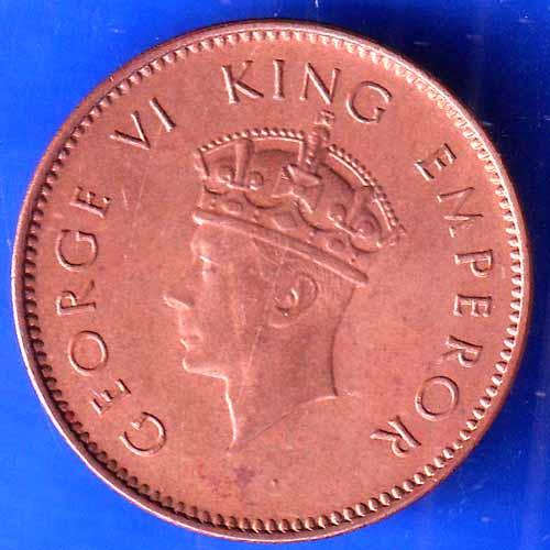 British India 1938 George VI King One Quarter Anna Copper Coin ANH2410