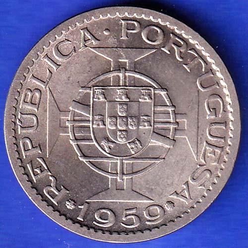 PORTUGUESE INDIA GOA 1 ESCUDO 1959 COIN ANH3258