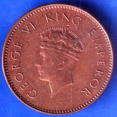 British India 1938 George VI King One Quarter Anna Copper Coin ANH2060