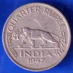 British India 1947 Bombay Mint  George vi king quarter rupee coin ANH2213