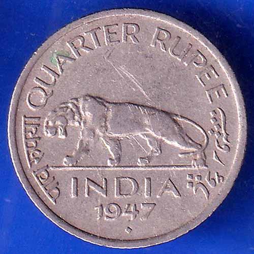 British India 1947 Bombay Mint  George vi king quarter rupee coin ANH2213