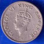British India 1947 Bombay Mint  George vi king quarter rupee coin ANH2213