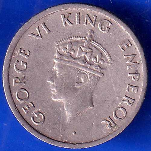 British India 1947 Bombay Mint  George vi king quarter rupee coin ANH2213