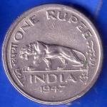 British India 1947 George vi king one rupee BOMBAY MINT coin ANH2660
