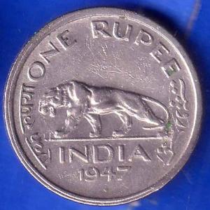 British India 1947 George vi king one rupee BOMBAY MINT coin ANH2660