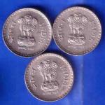 SET OF 3 REPUBLIC 5 RUPEE COINS WITH DIFFERNT YEAR AND MINT ANH2909