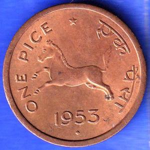 Governnment Of India 1953 bombay mint One Pice Coin ANH3210