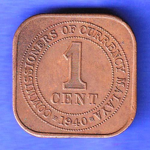 Malaya 1 Cent – George VI 1940 Coin HSK859