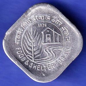 Republic India 1978 HYDERABAD Mint Food And Shelter For All 5 Paisa Coin SK260