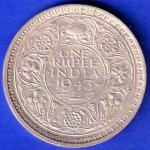 British India 1943 BOMBAY MINT George Vi ONE Rupee Rare Silver coin SK1105