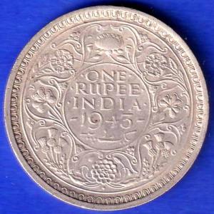 British India 1943 BOMBAY MINT George Vi ONE Rupee Rare Silver coin SK1105