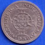 PORTUGUESE INDIA GOA 3  ESCUDO 1958 RARE COIN #BA1