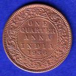 unc British india 1936 George v one quarter anna copper coin :– SB109