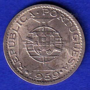 PORTUGUESE INDIA GOA 1 ESCUDO 1959 COIN– SB147