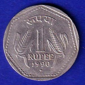 republic india 1990 noida mint one rupee coin:- SB181