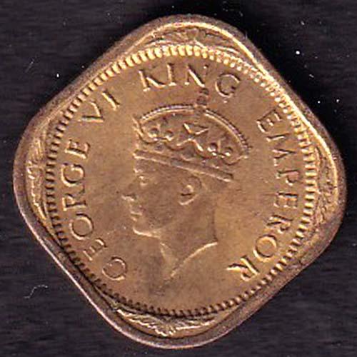 BRITISH INDIA 1943 GEORGE VI 1/2 ANNA RARE COIN:-SB218