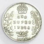 1 Re British India 1906 silver coin