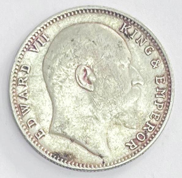 1 Re British India 1907 silver coin