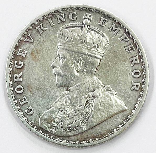 1 Re British India 1917 Mumbai silver coin