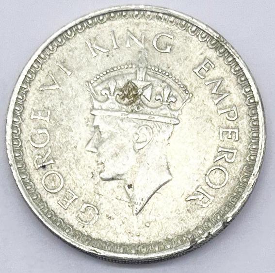 1 Re Britsh India 1943 Mumbai silver coin