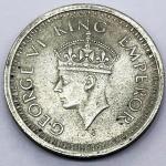 1 Re Britsh India 1944 Mumbai silver coin