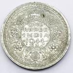 1 Re Britsh India 1944 Mumbai silver coin