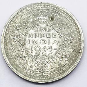 1 Re Britsh India 1944 Mumbai silver coin