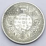 1 Re British India 1945 Mumbai silver coin