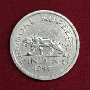 1 Rupee 1947 George VI King Lahore Mint Coin