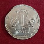 1 Rupee 1989 Mumbai Mint Straight Clip Error Coin