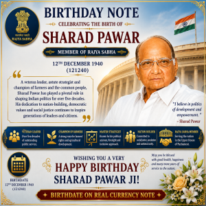 Birthday Notes Of Sharad Pawar - Member of Rajya Sabha 12th Dec 1940 (121240)