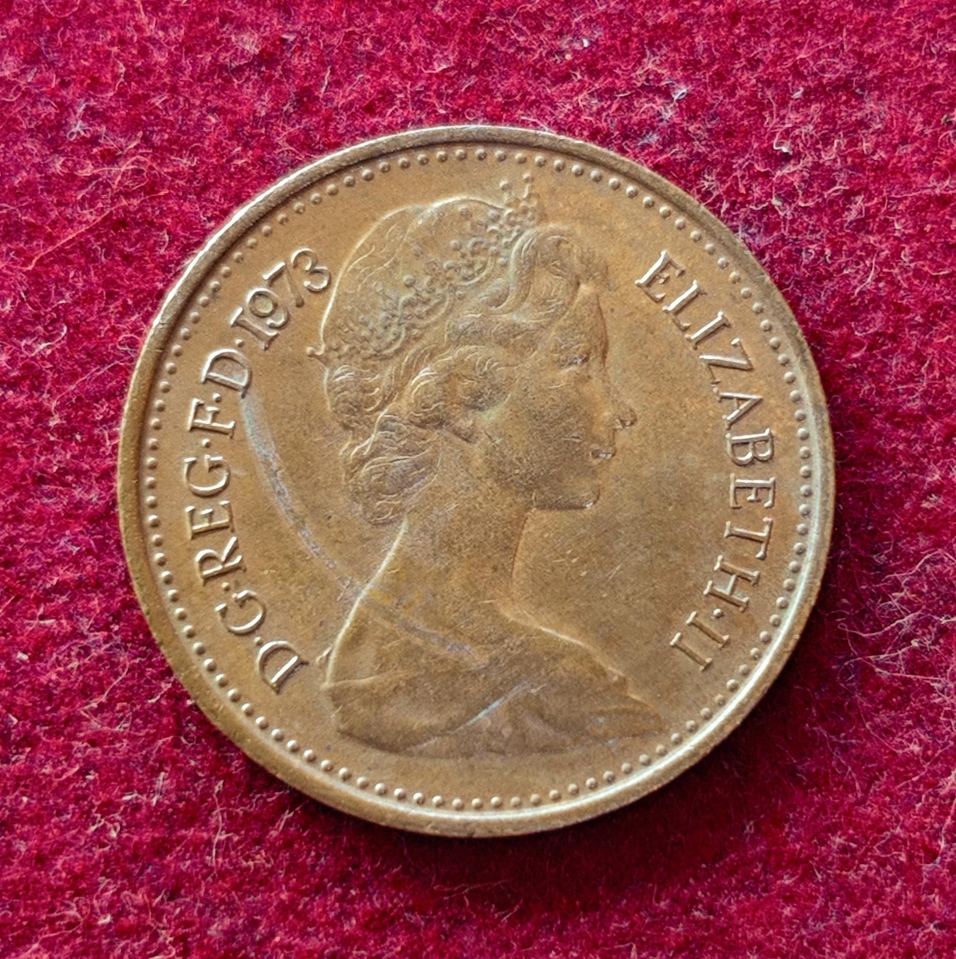 United Kingdom (UK) 1/2 New Penny Elizabeth II 1973 Coin