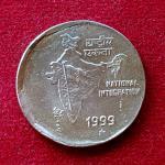 2 Rupees 1999 Off Center Error Coin (Hyderabad Mint)