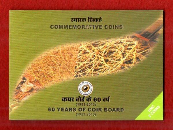 2014 – 60 Years Coir Board (Mumbai) UNC 2 Coins Set (Rs.60,Rs.10)